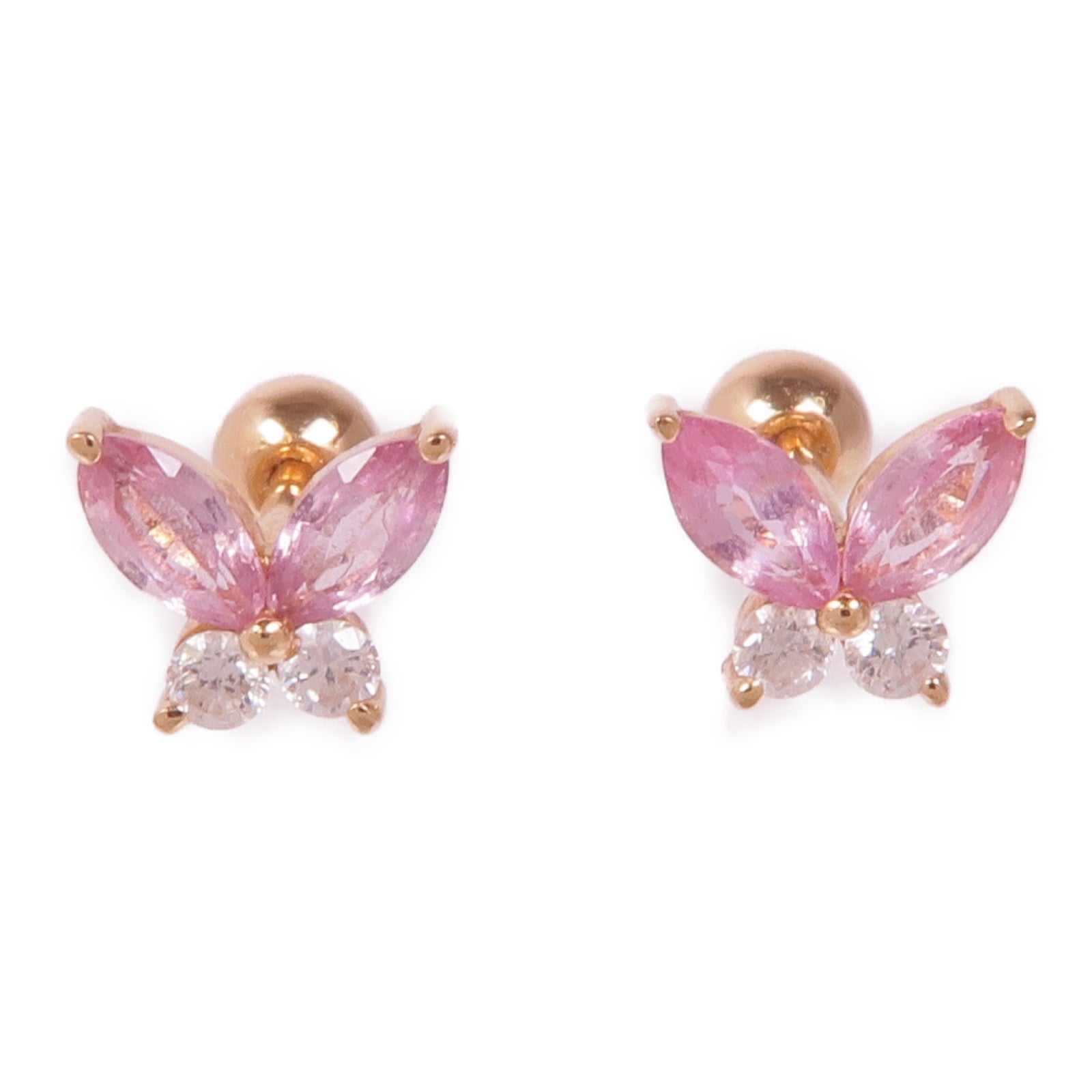 JEWELRY 18K玫瑰金Pink Sapphire Diamond Earrings粉紅藍寶石/鑽石耳環