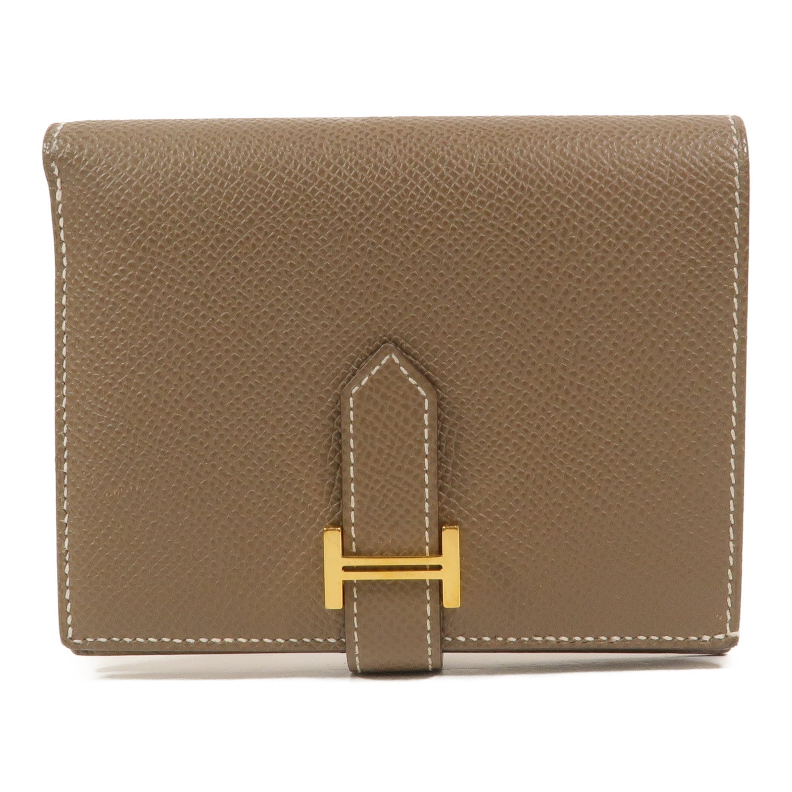 HERMES Epsom皮革Bearn Compact Wallet錢包Etoupe