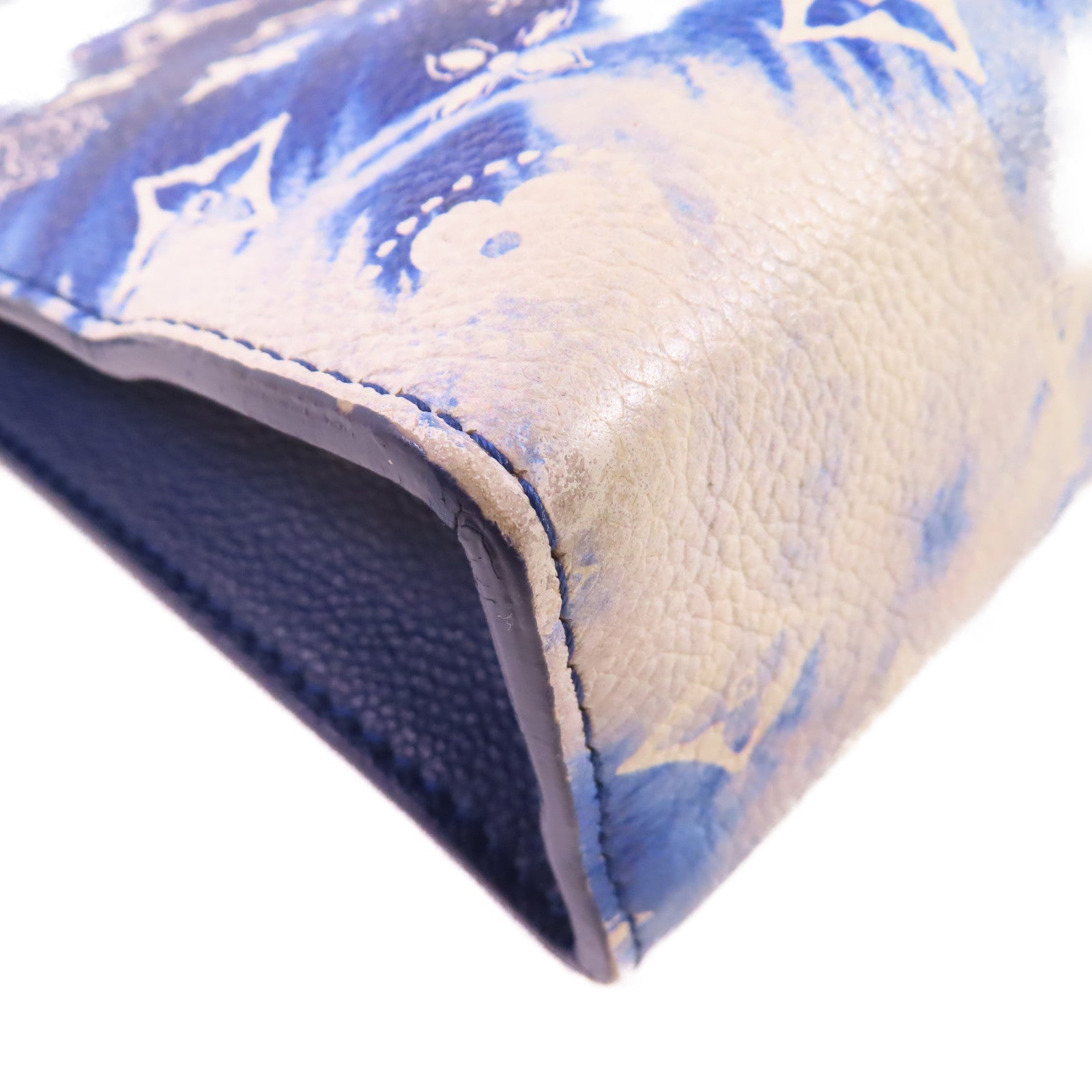 LOUIS VUITTON Monogram-on-bandana Pochette Voyage MM Pouch銀扣手拿包藍色