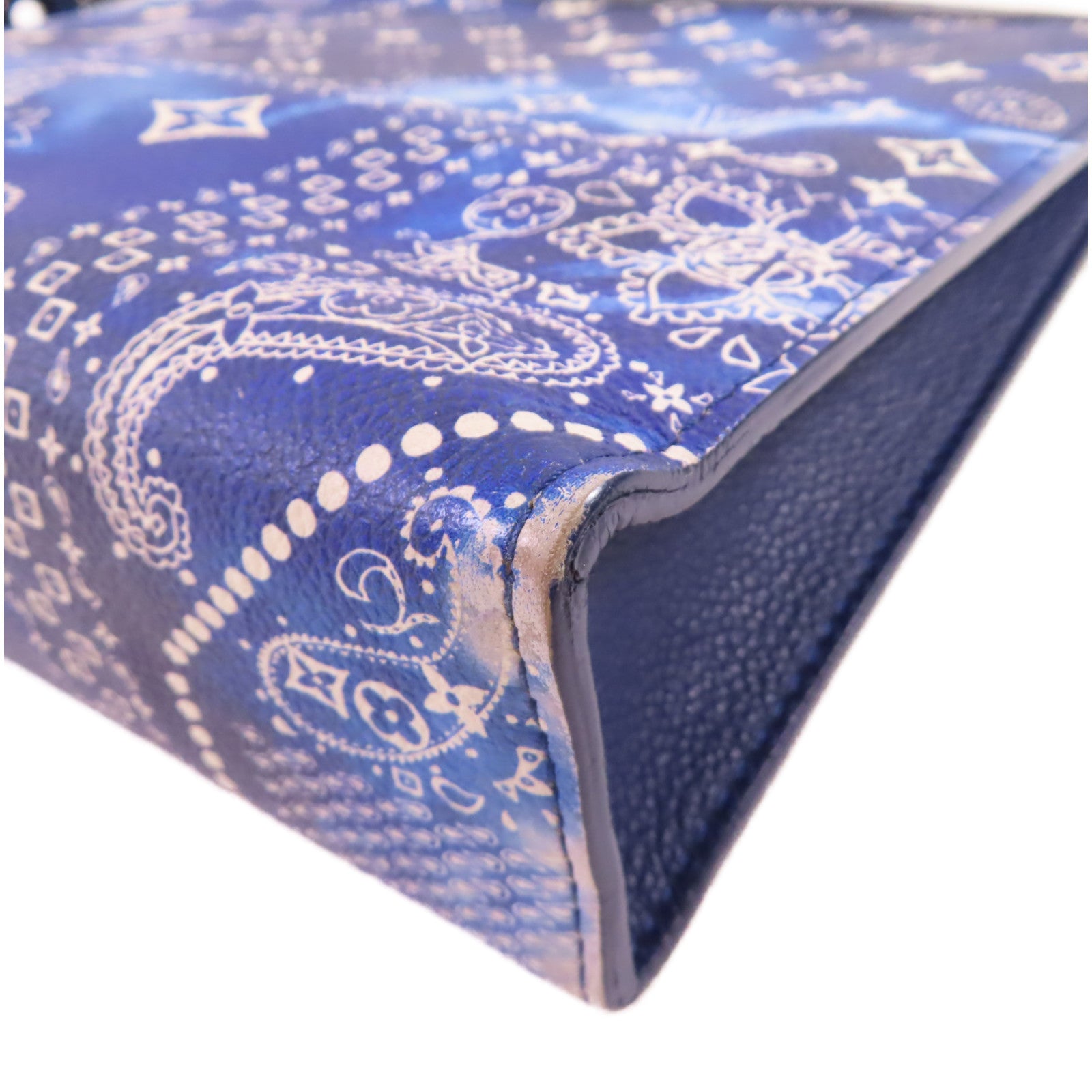 LOUIS VUITTON Monogram-on-bandana Pochette Voyage MM Pouch銀扣手拿包藍色