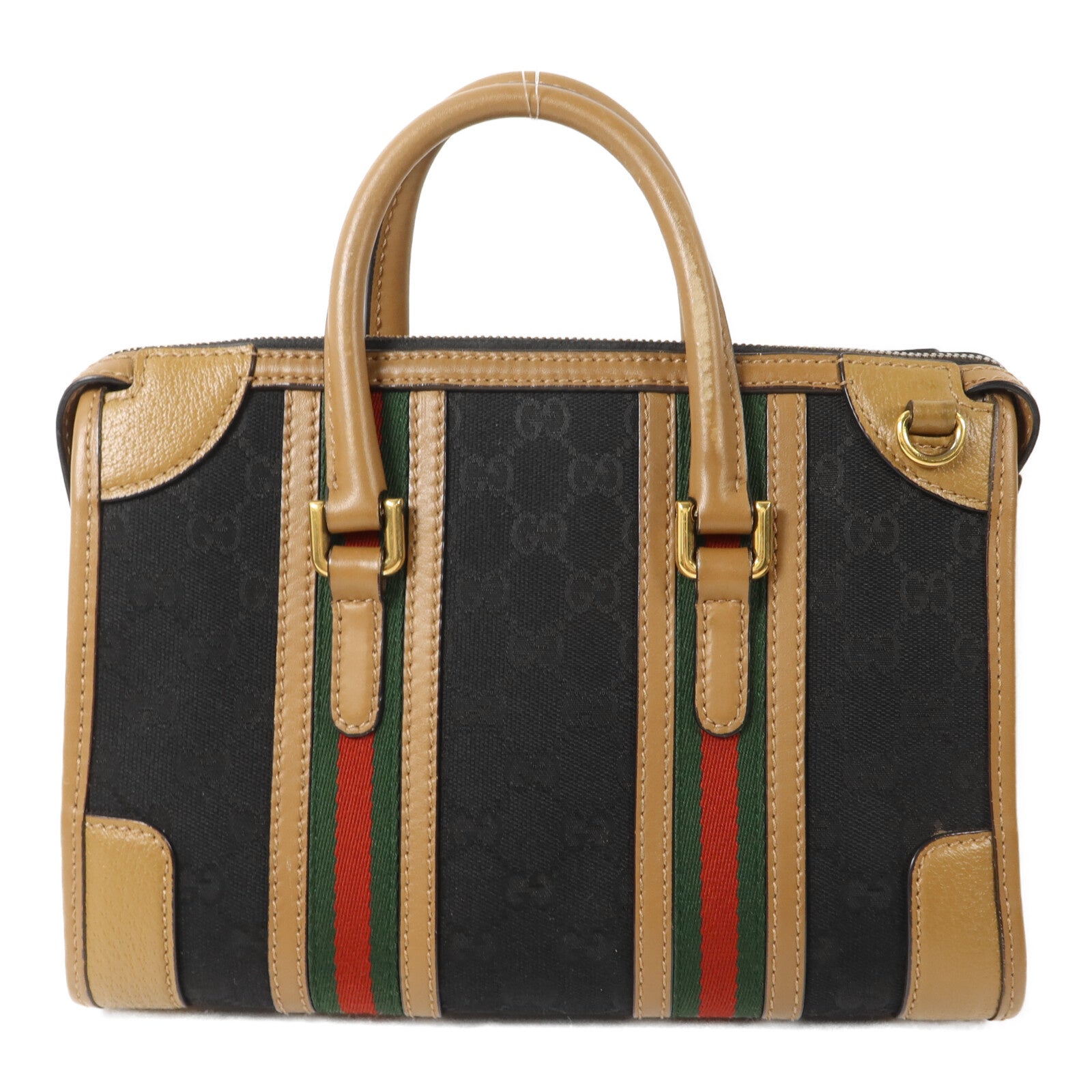 GUCCI 帆布/牛皮皮革Bauletto Medium Top手挽肩背兩用袋
