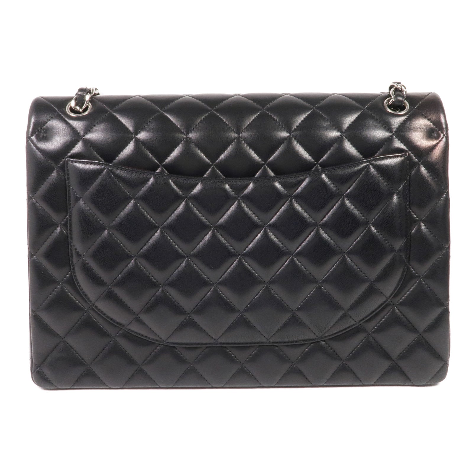 CHANEL 羊皮皮革Maxi Classic銀扣鏈帶肩背袋