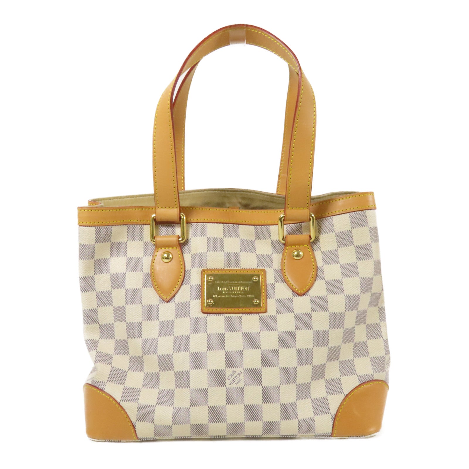 LOUIS VUITTON Damier Azur Hampstead PM金扣手挽袋