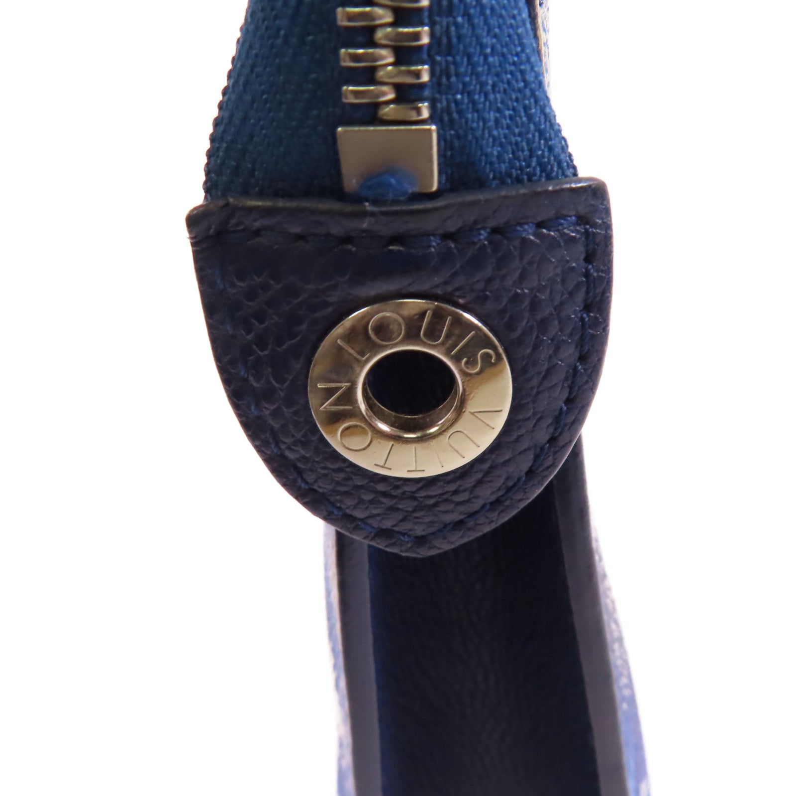 LOUIS VUITTON Monogram-on-bandana Pochette Voyage MM Pouch銀扣手拿包藍色