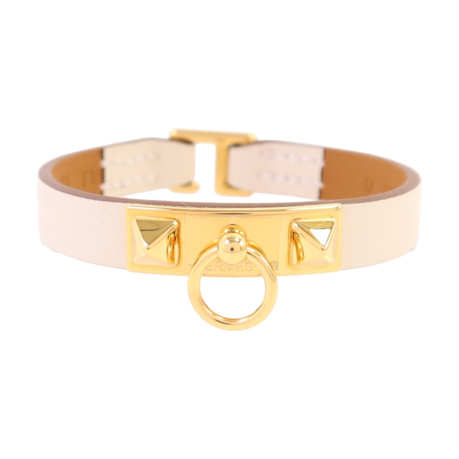 HERMES Swift皮革Mini Rivale Bracelet金扣手鏈