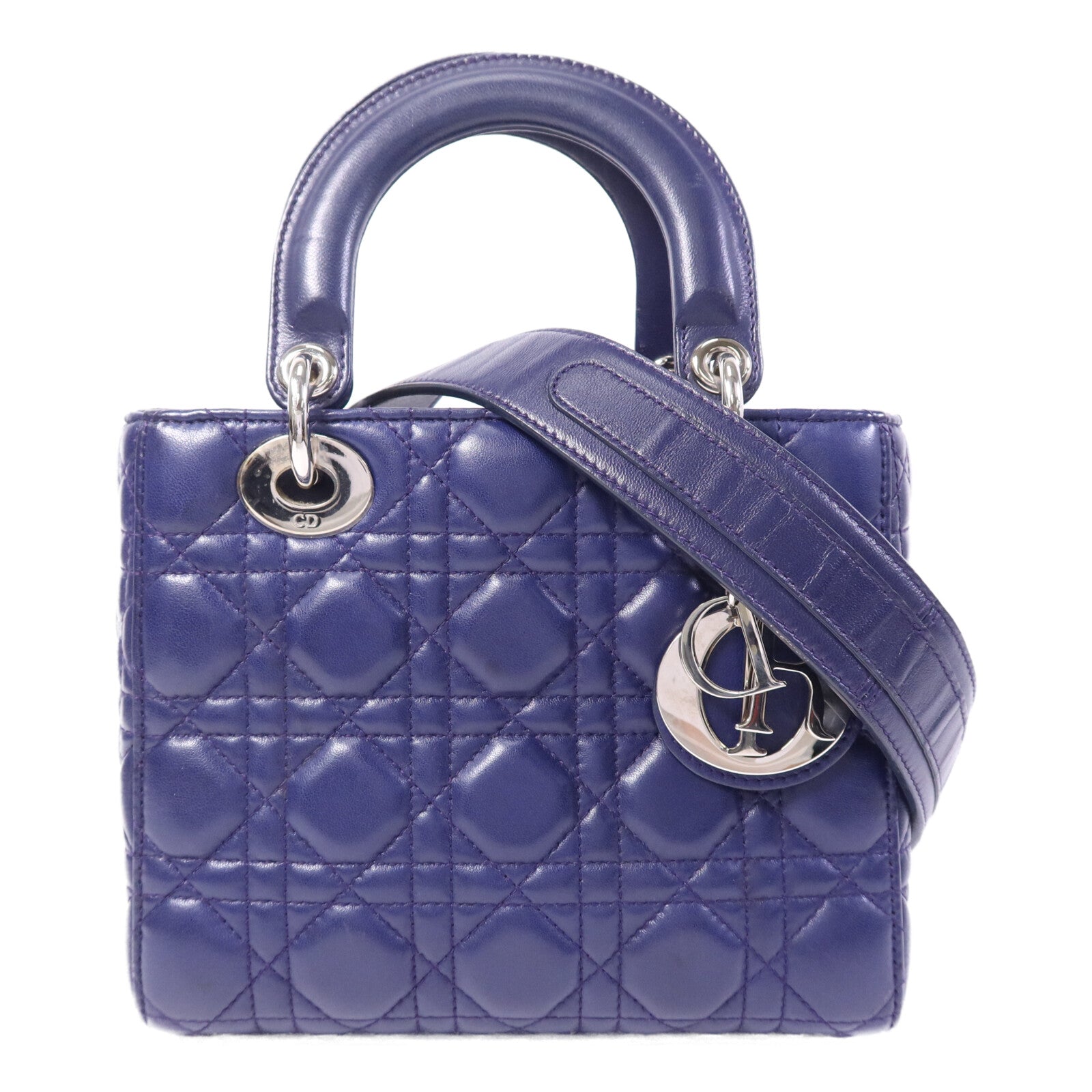 Dior 羊皮皮革Lady Dior Small銀扣手挽肩背兩用袋