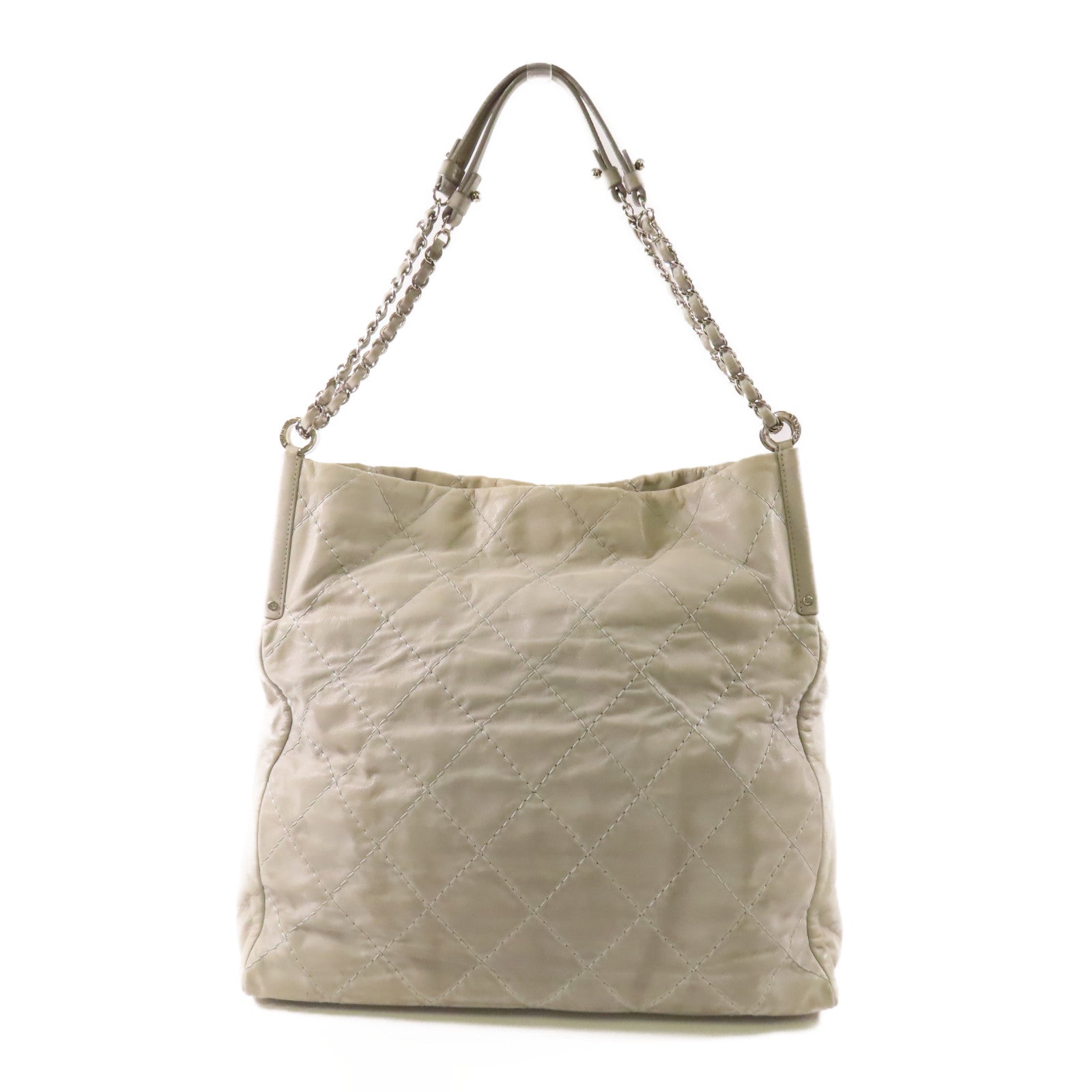 CHANEL 皮革Shoulder Bag銀扣鏈帶肩背袋