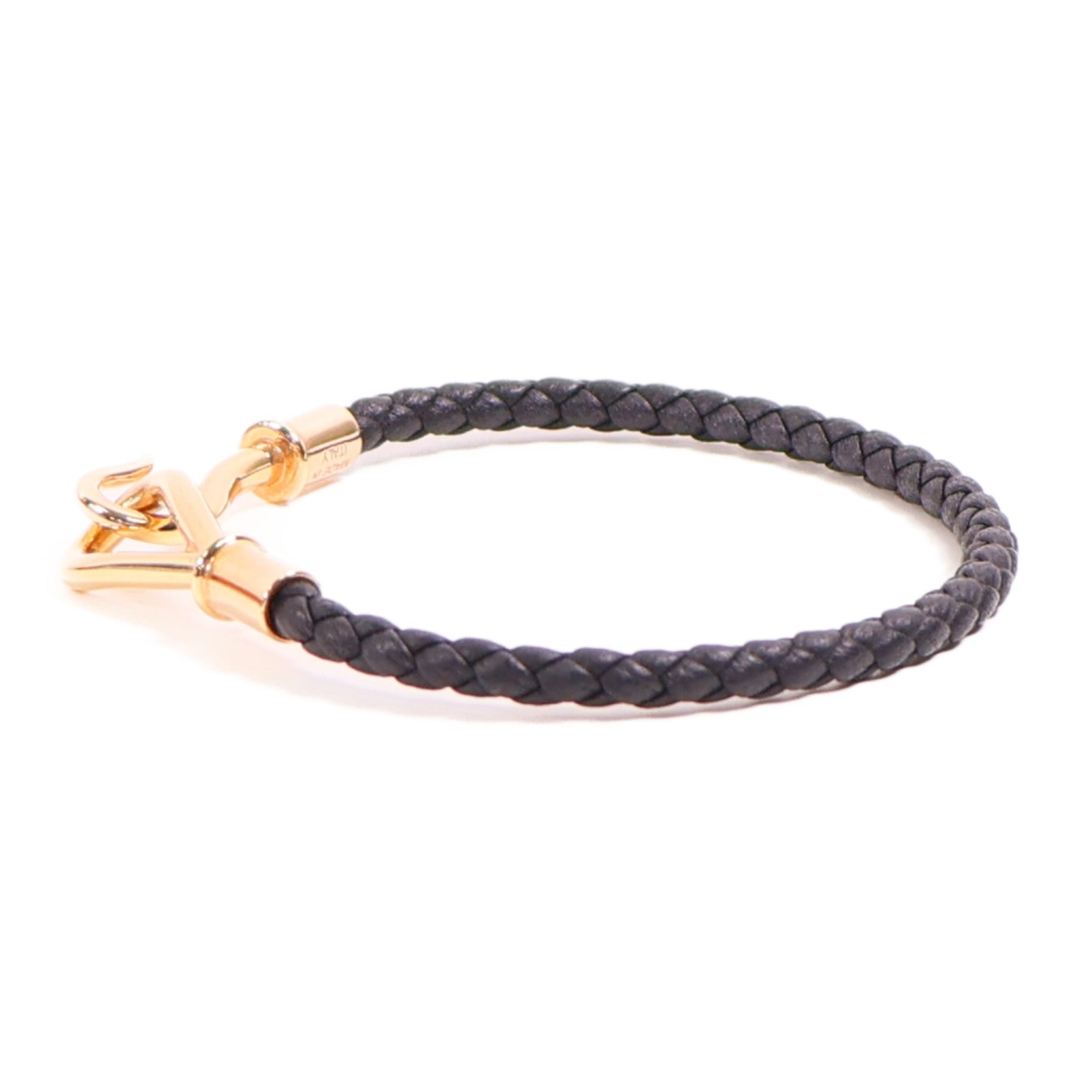 HERMES Swift皮革Jumbo H Bracelet金扣手鐲Noir