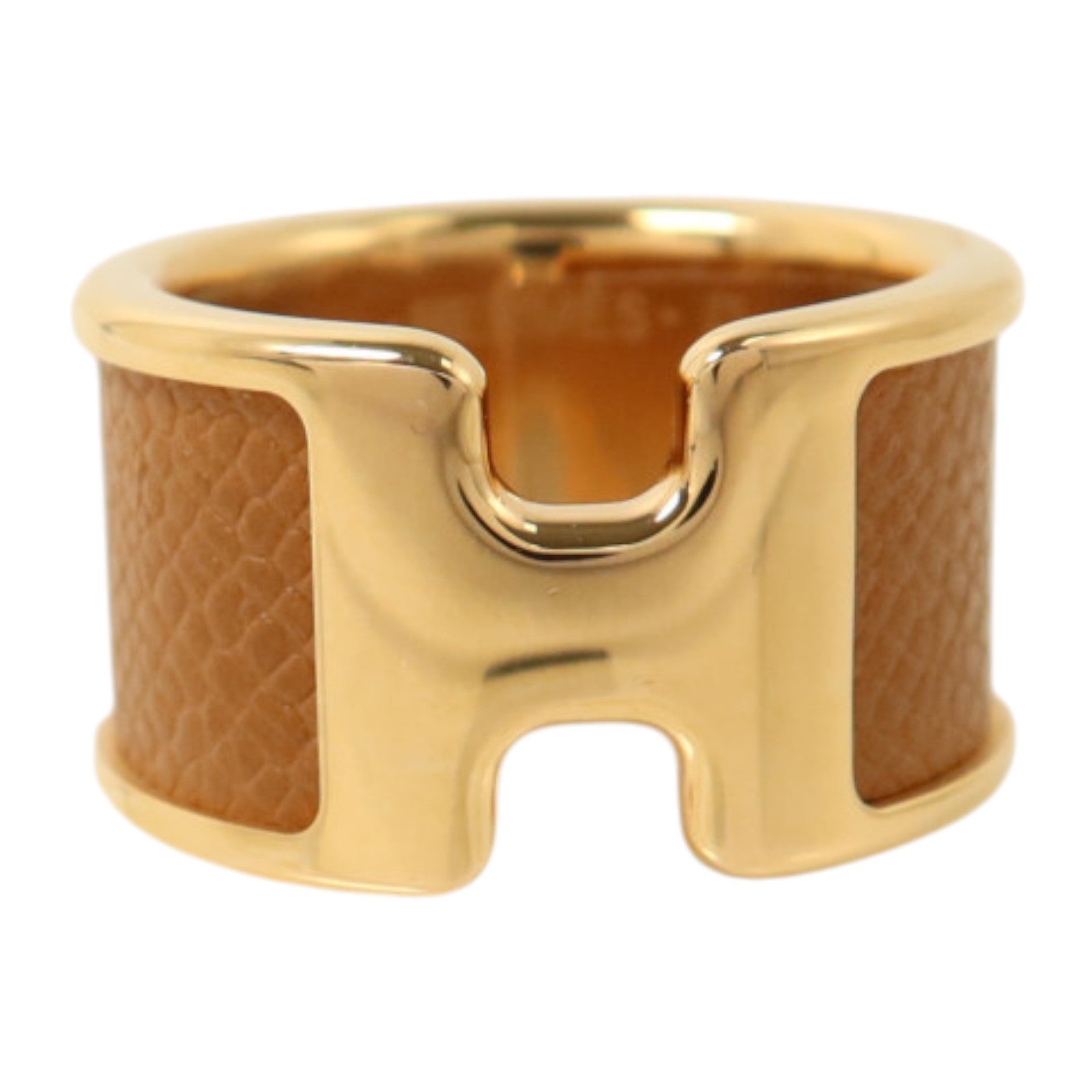 HERMES Madame皮革/金屬Olympe Ring Large戒指Hermes#M/US#6.5Gold
