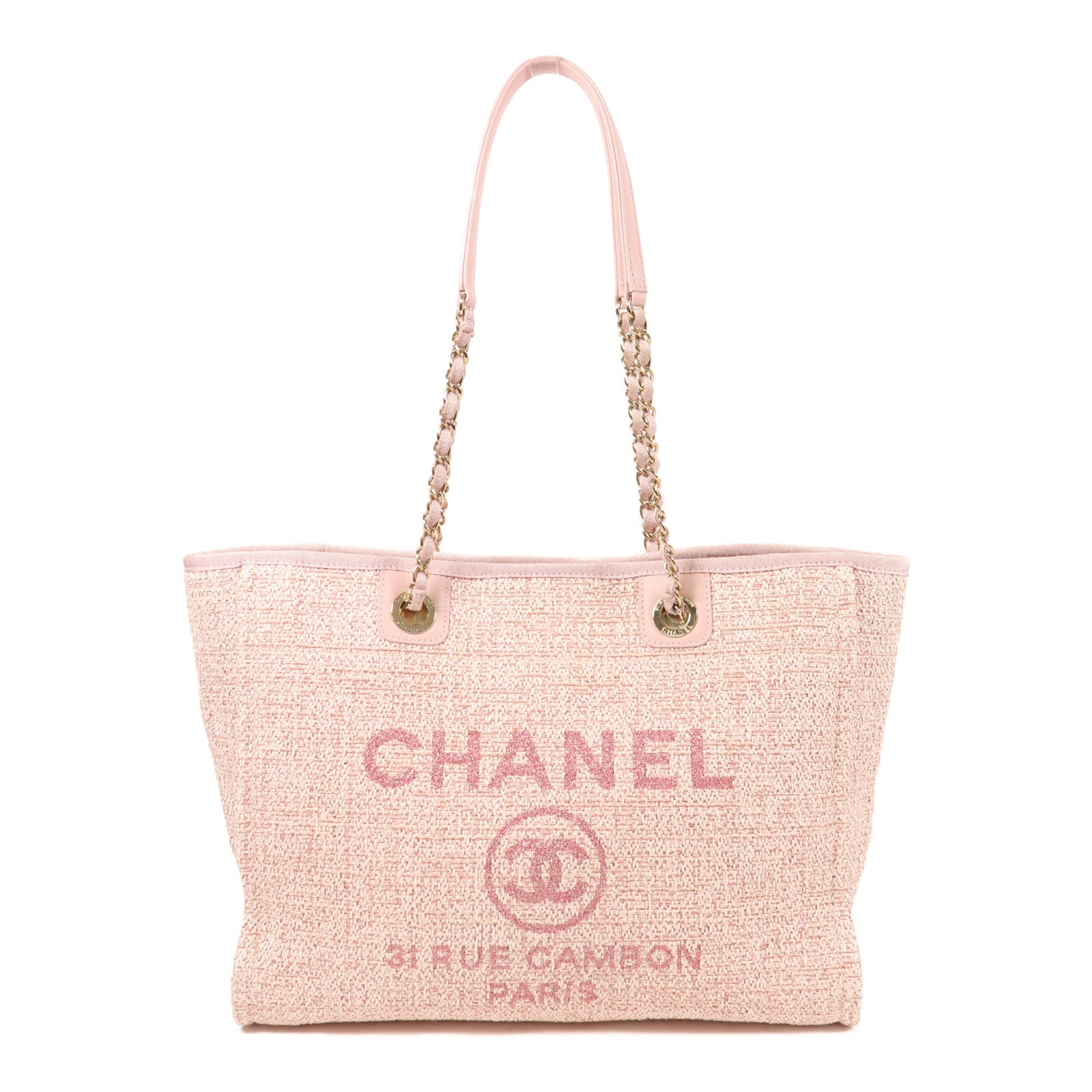 CHANEL Straw Deauville Tote金扣肩背袋/手挽袋