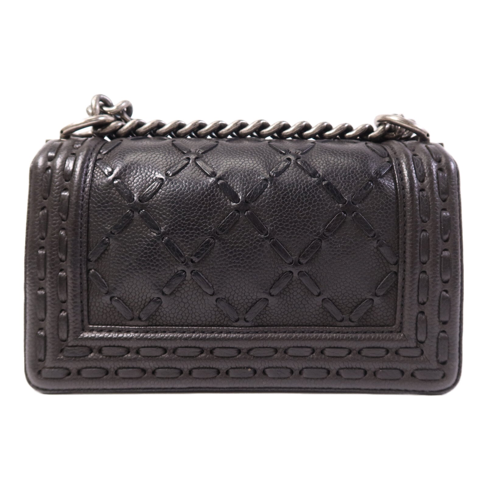 CHANEL 牛皮皮革Le Boy 20銀扣鏈帶肩背袋