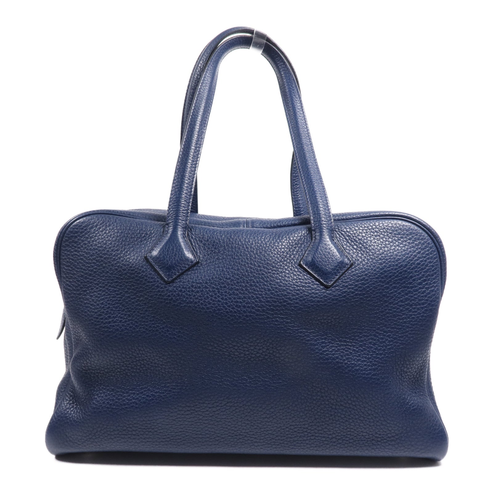 HERMES Clemence皮革Victolia 35銀扣手挽袋Bleu Saphir