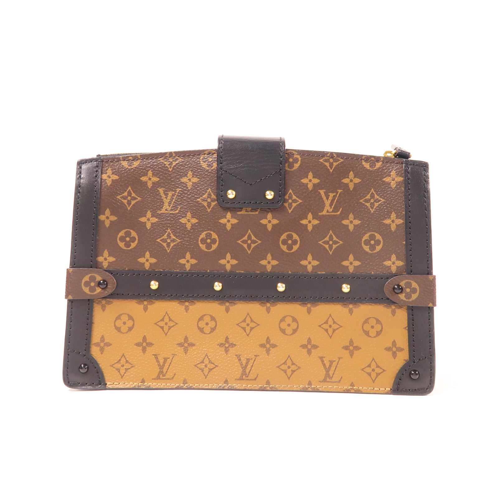 LOUIS VUITTON LV GHW Trunk Clutch Shoulder Bag M43596 Monogram Reverse Brown