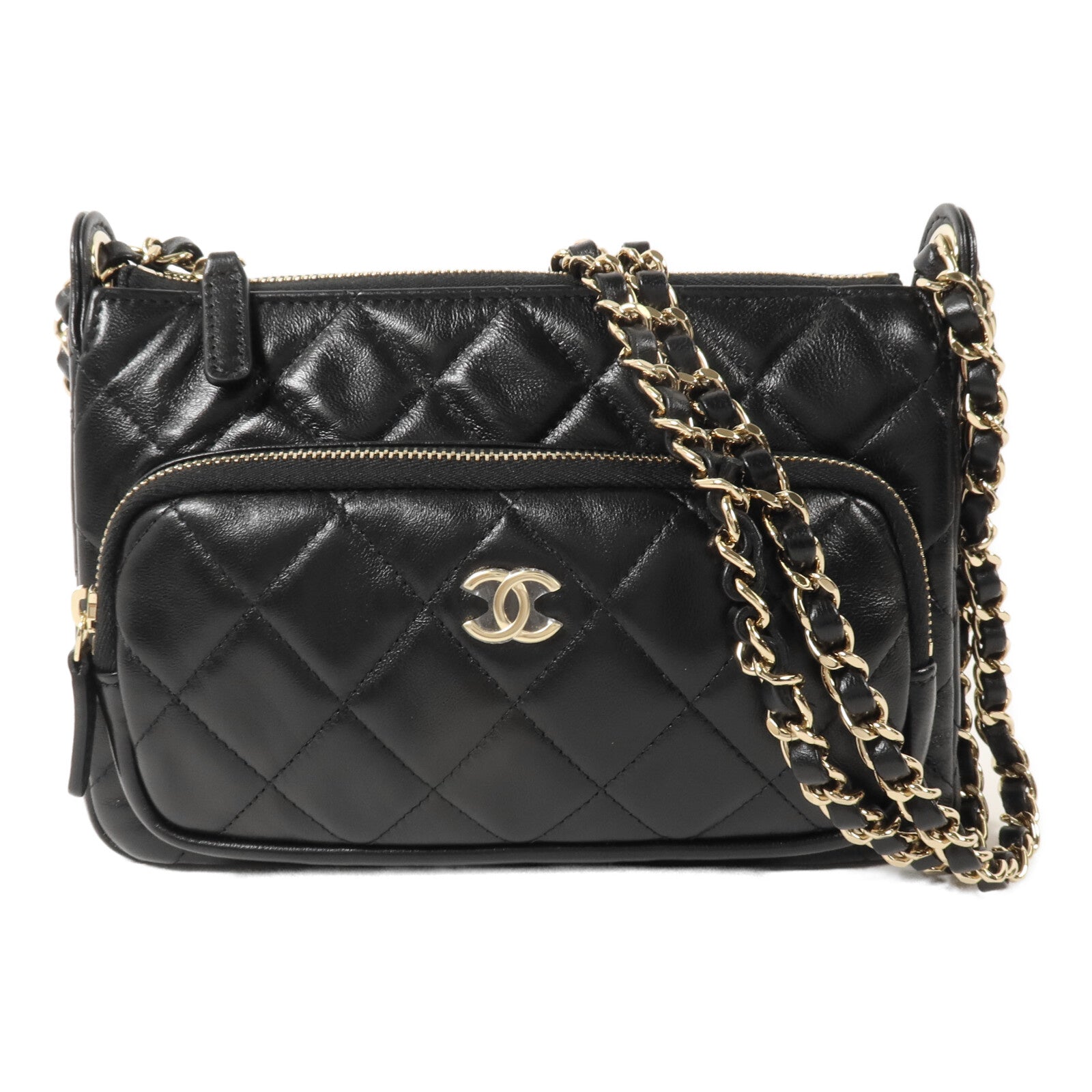 CHANEL 羊皮皮革25C Clutch With Chain鏈帶肩背袋