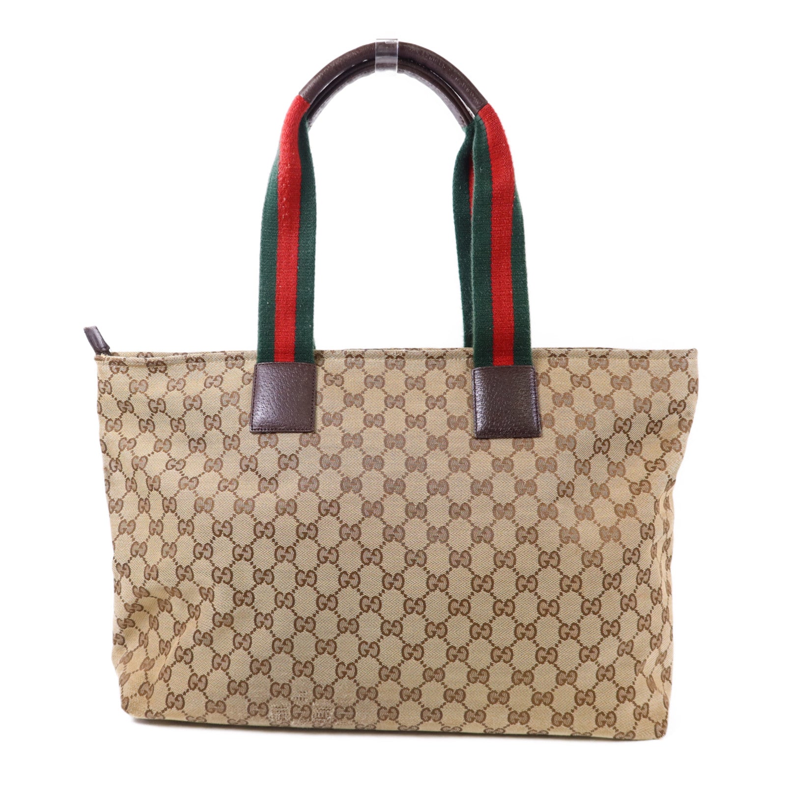 GUCCI 帆布Tote Bag銀扣肩背袋