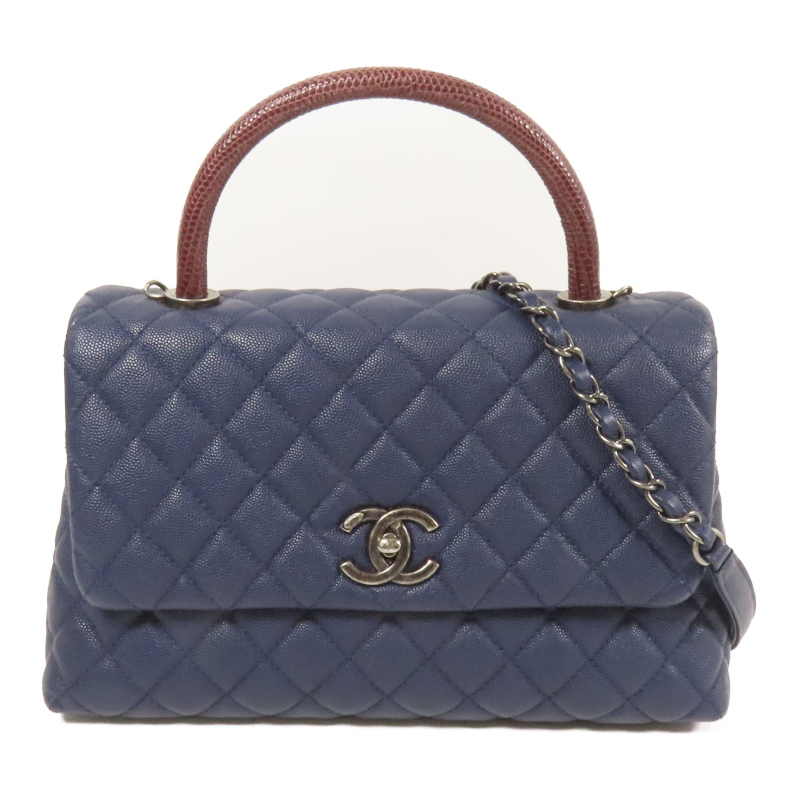 CHANEL 牛皮皮革/蜥蜴皮革Coco Handle Medium手挽肩背兩用袋