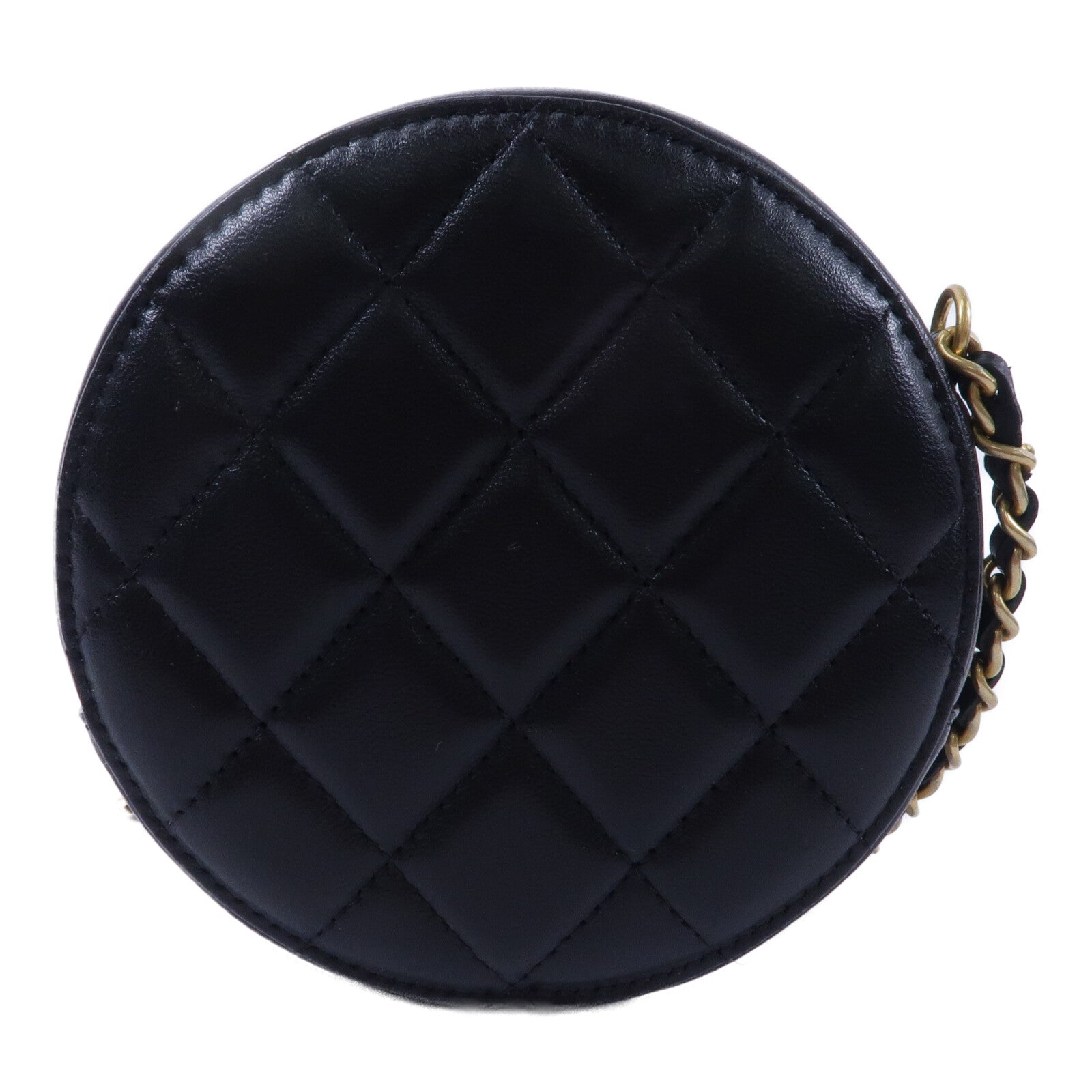 CHANEL 羊皮皮革Pearl Crush Round鏈帶肩背袋