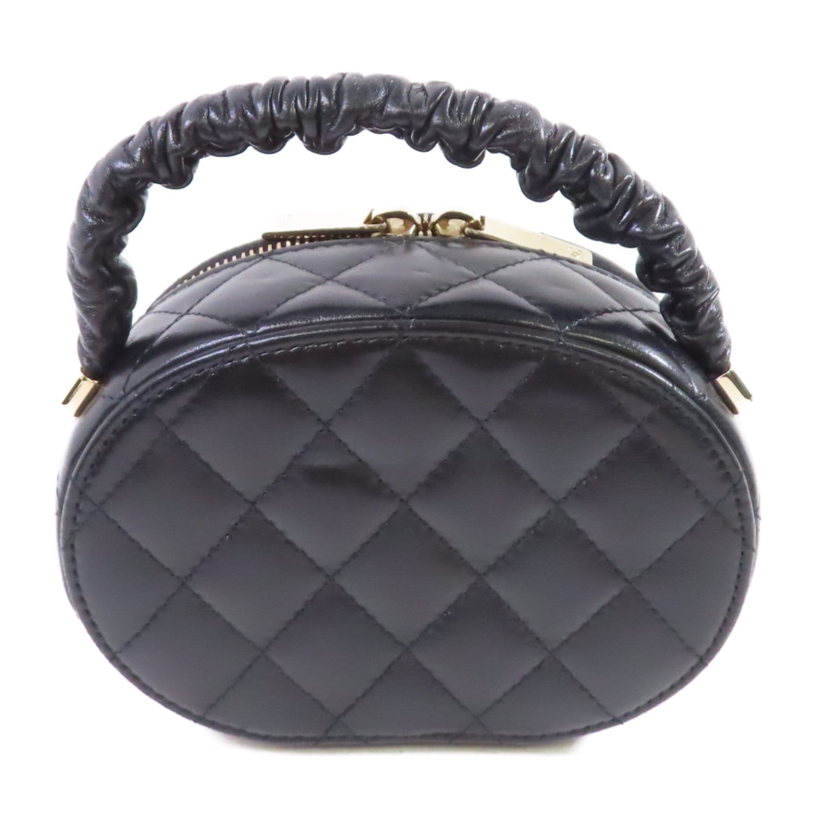 CHANEL 【激減優惠】菱格牛皮皮革Hand Bag金扣手挽袋黑色