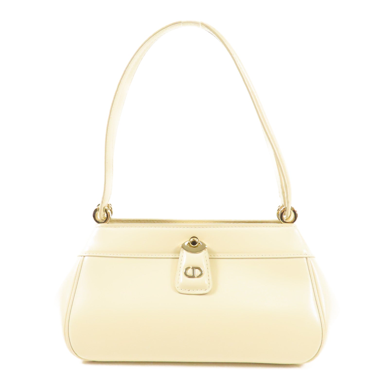 Dior GHW Hand Bag Calfskin Leather White