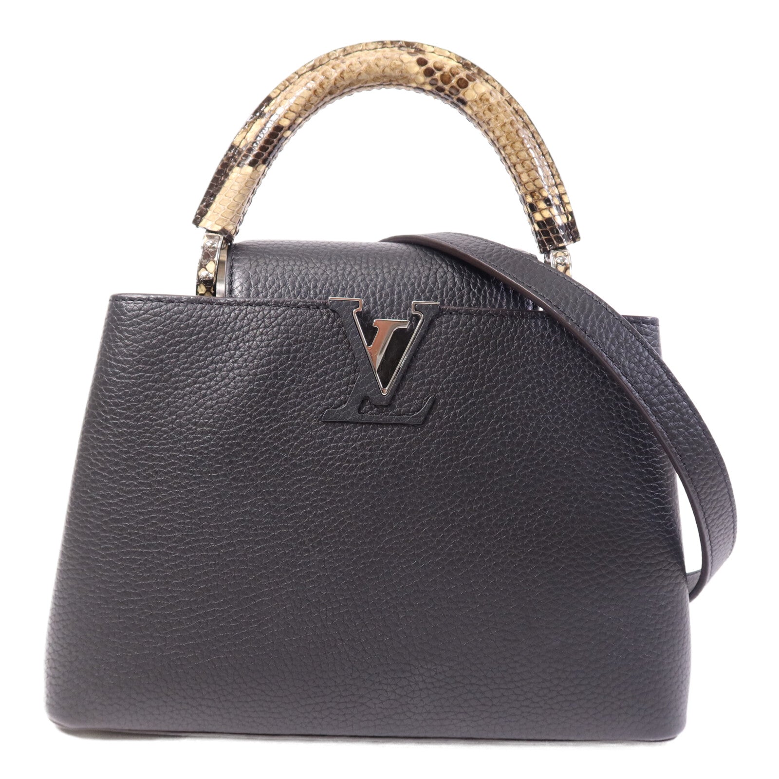 LOUIS VUITTON 【激減優惠】Taurillon/蛇皮皮革Capucines BB銀扣肩背袋