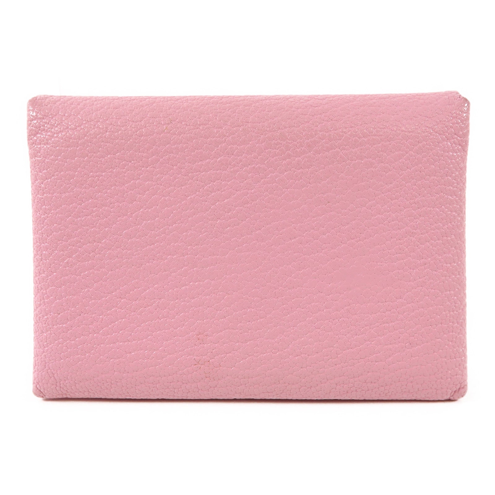 HERMES Chevre皮革Calvi Duo銀扣卡片套Mauve Sylvestre