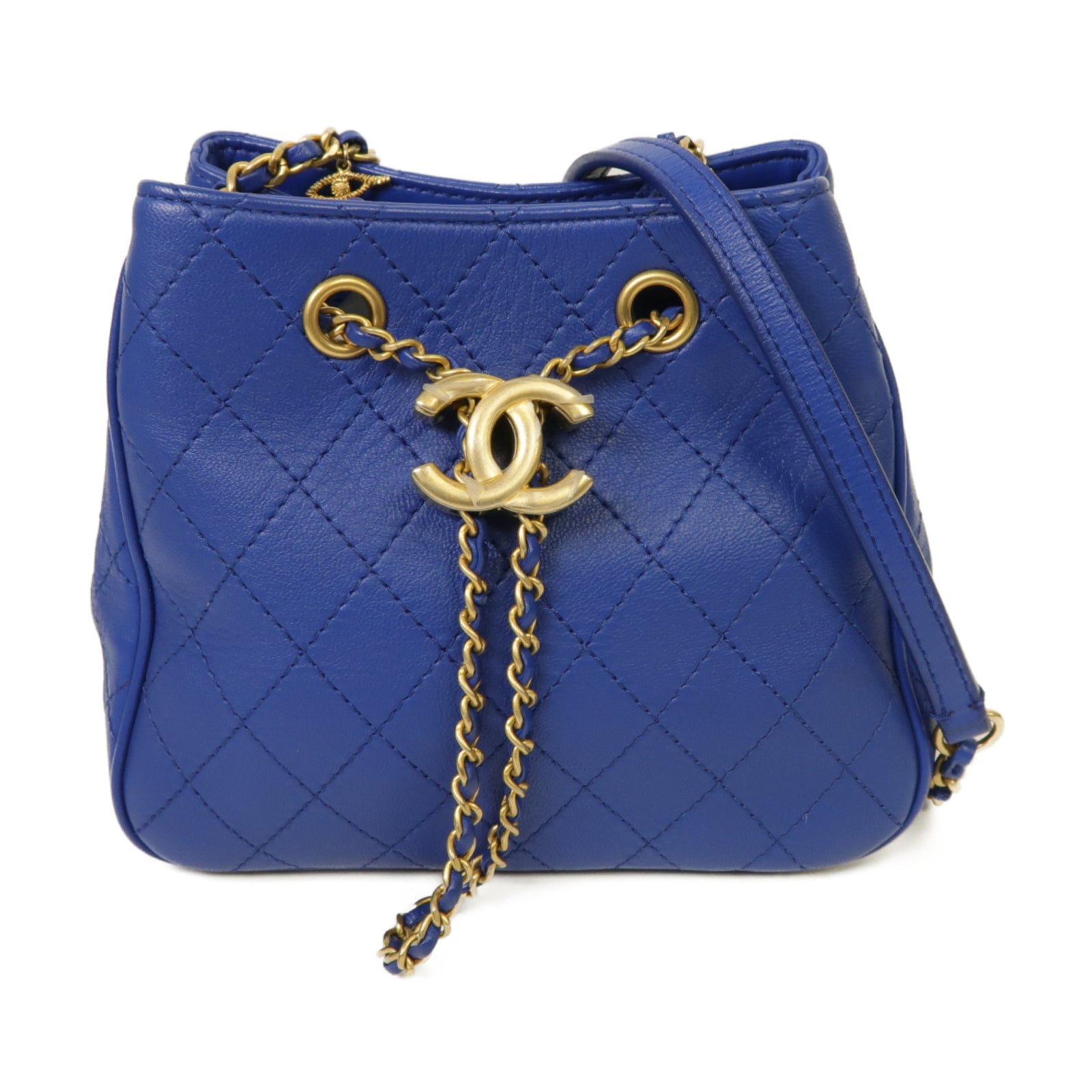 CHANEL 【激減優惠】菱格牛皮皮革Egyptian Amulet金扣鏈帶肩背袋