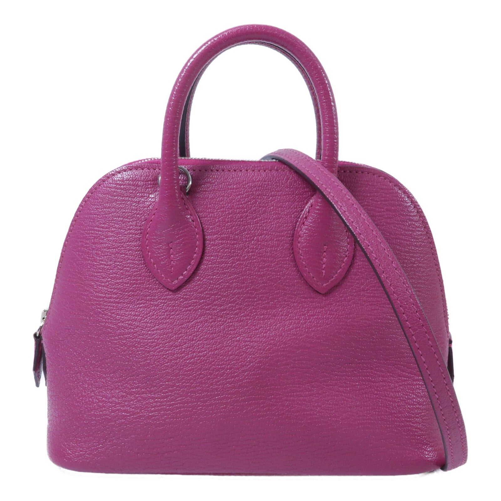 HERMES Chevre皮革Mini Bolide手挽肩背兩用袋Rose Purple