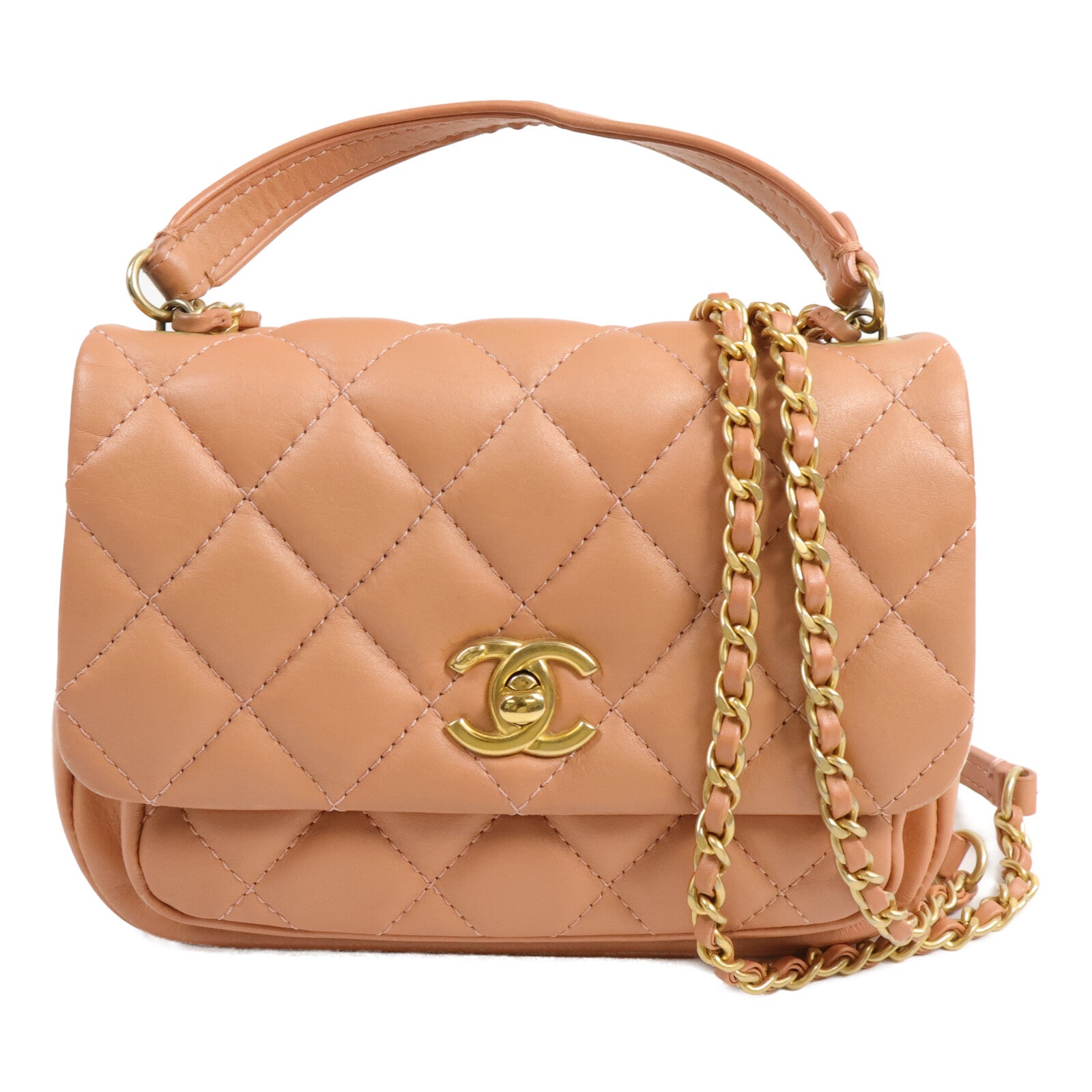 CHANEL 牛皮皮革Chain Shoulder Bag鏈帶手挽肩背兩用袋