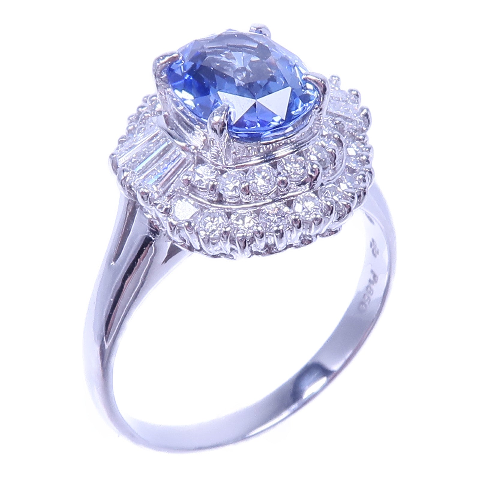 JEWELRY PT850鉑金/藍寶石Sapphire Diamond Ring鑽石戒指US#6.25