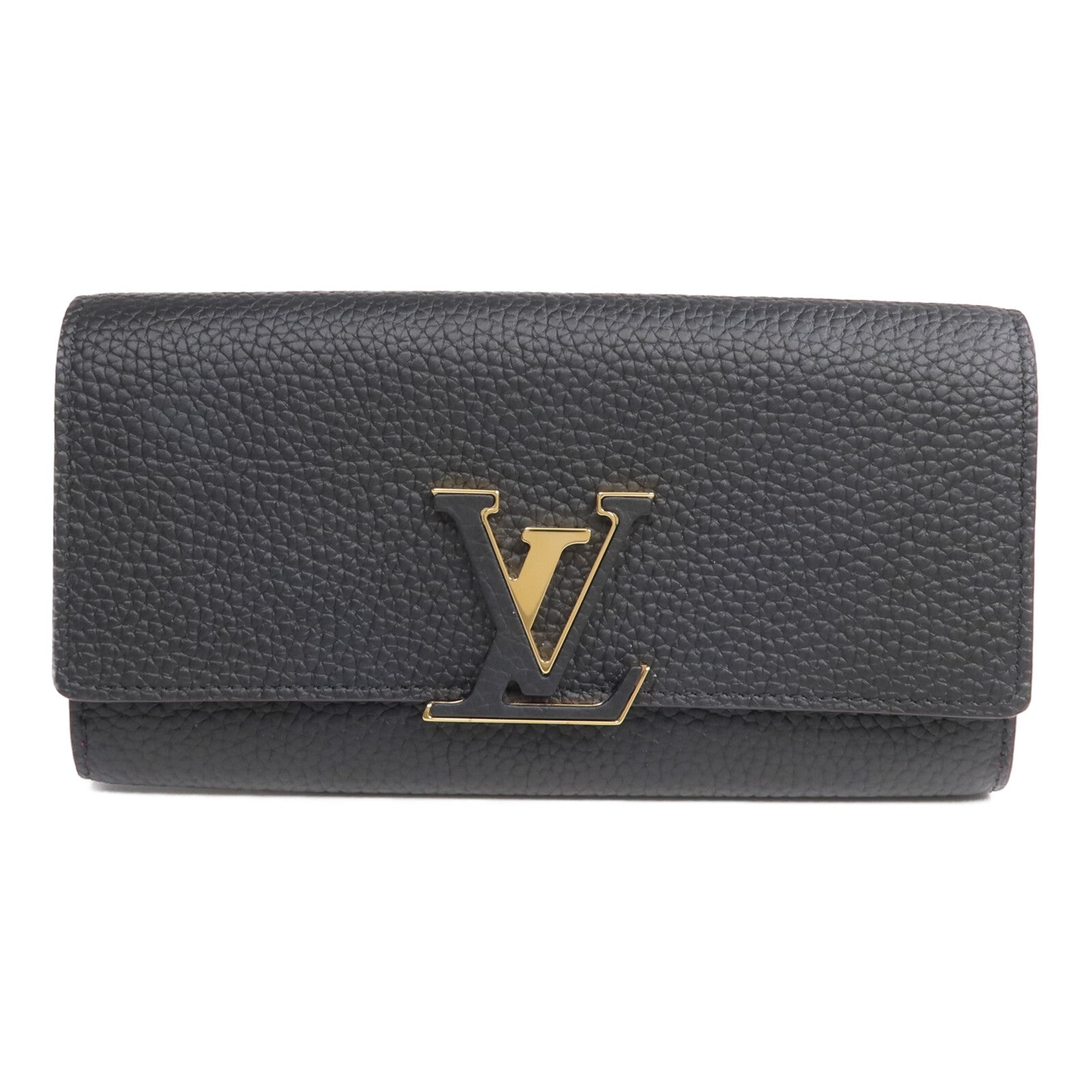 LOUIS VUITTON Taurillon Capucines Wallet金扣長錢包
