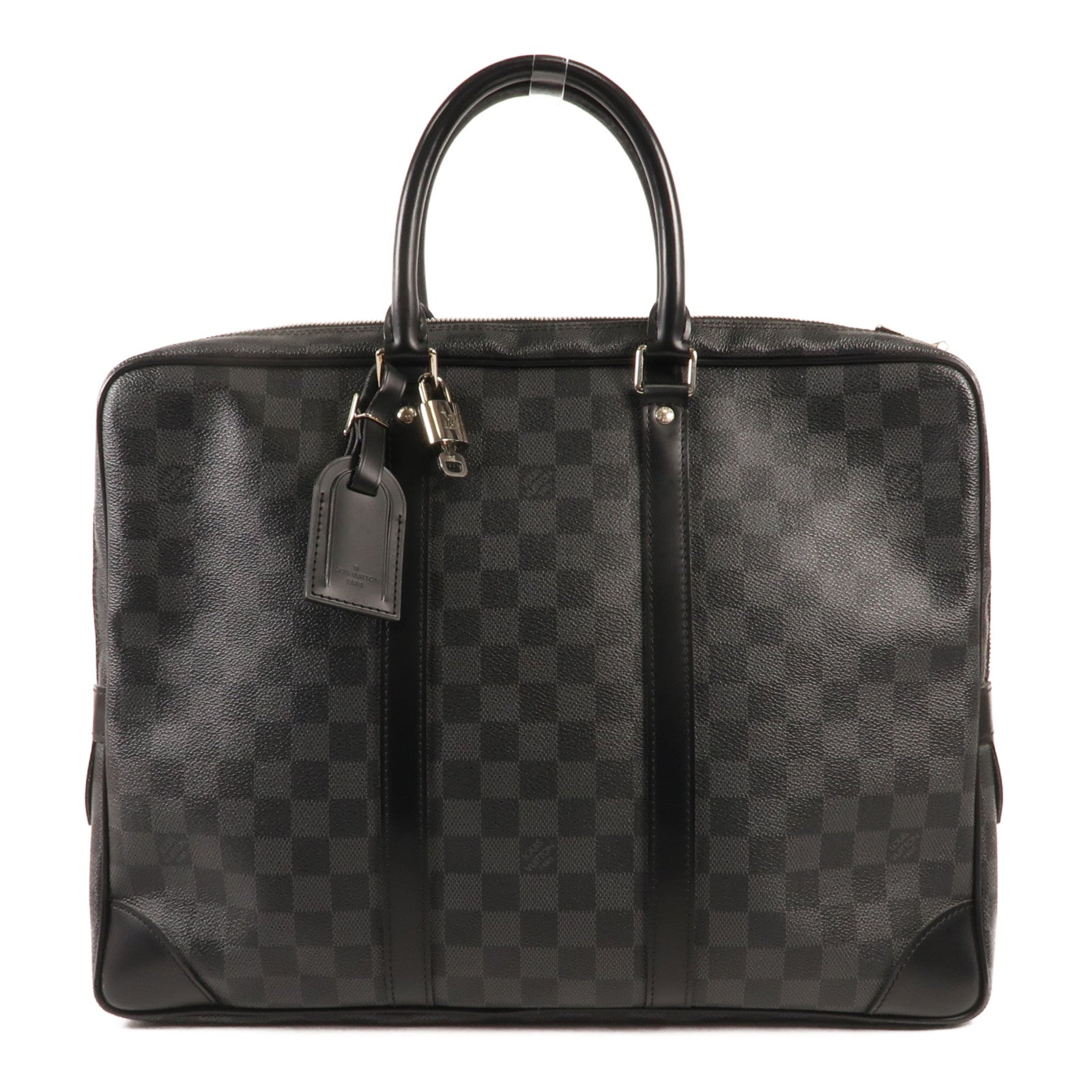 LOUIS VUITTON Damier Graphite Porte Documents Voyage GM銀扣手挽袋