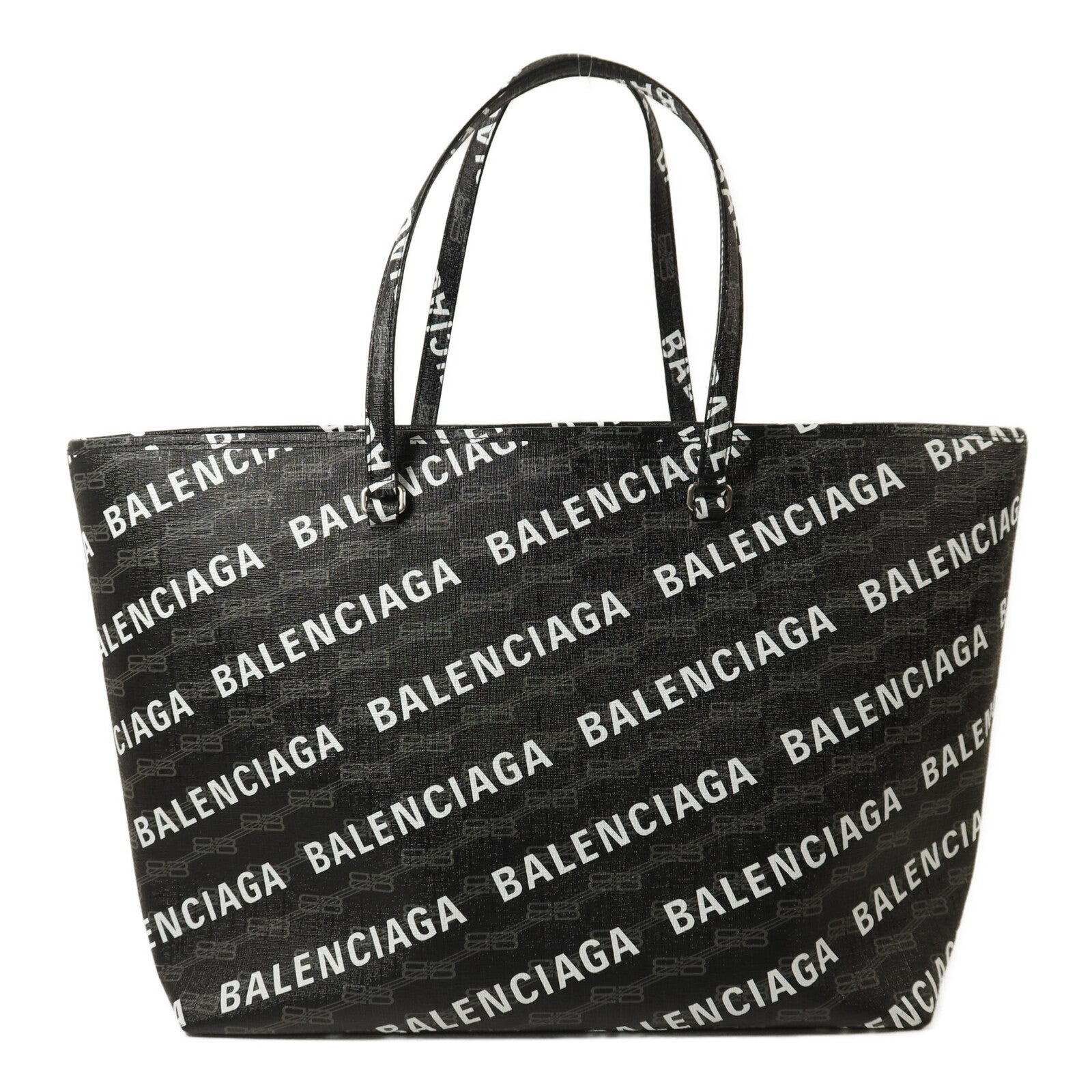 BALENCIAGA 塗層帆布Large East-West Tote銀扣手挽袋
