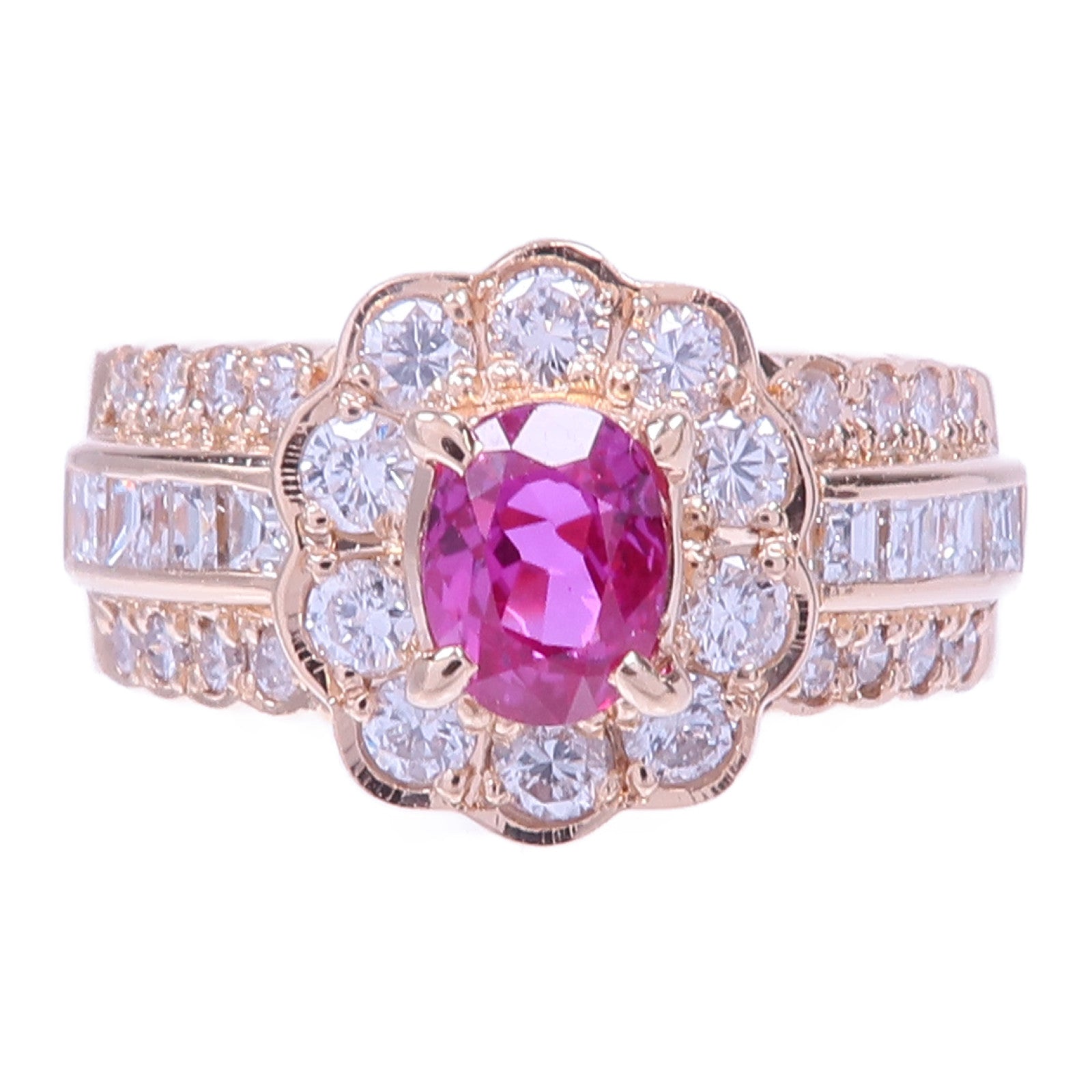 JEWELRY 【激減優惠】18K黃金Ruby Diamond Ring紅寶石/鑽石戒指US#5.5