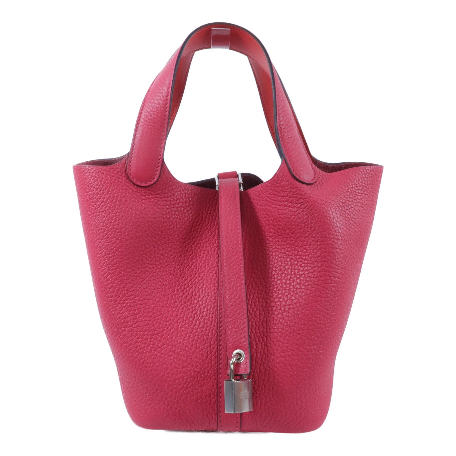 HERMES Clemence皮革Picotin PM手挽袋Rose Mexico
