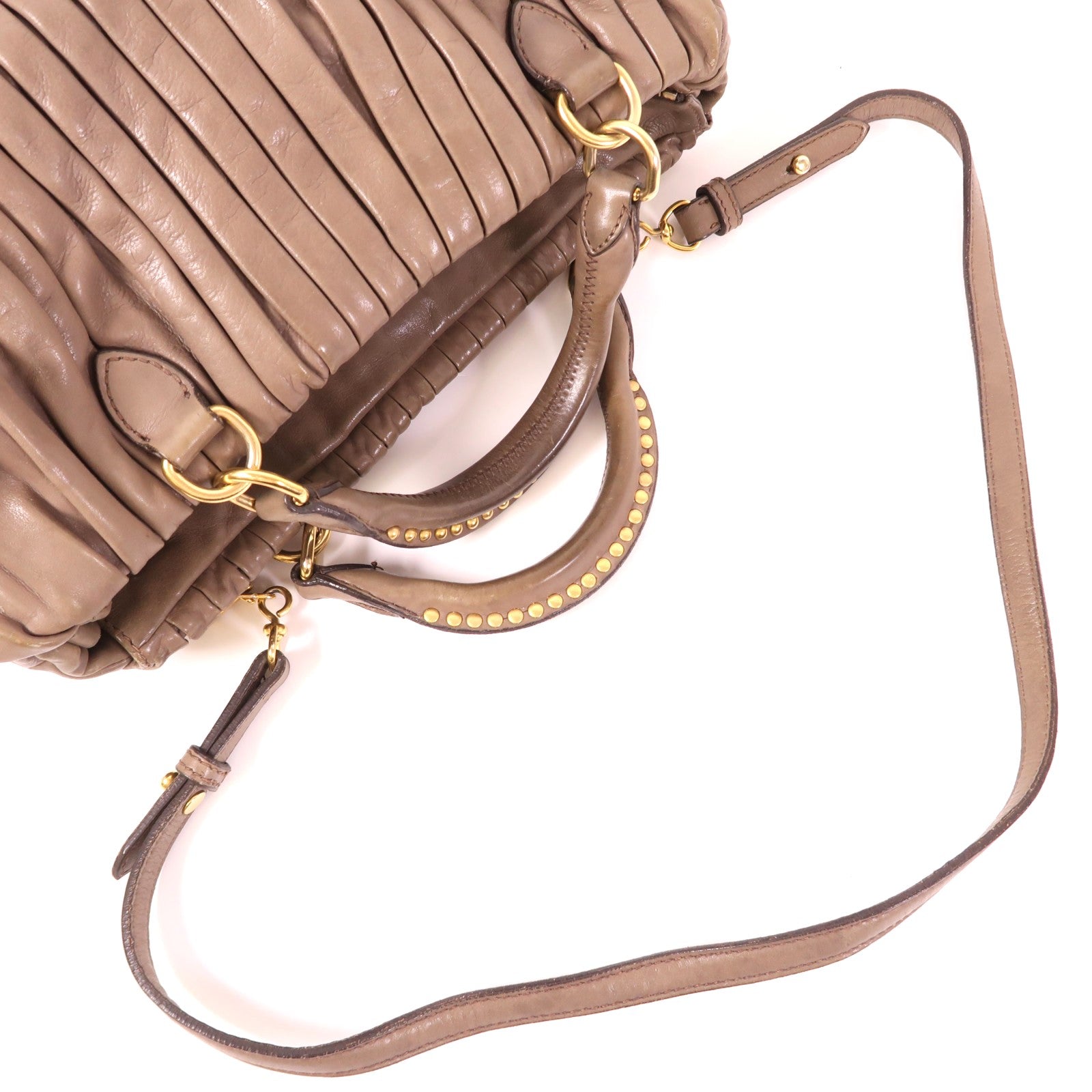 Miu Miu 牛皮皮革2 Way Shoulder金扣手挽肩背兩用袋