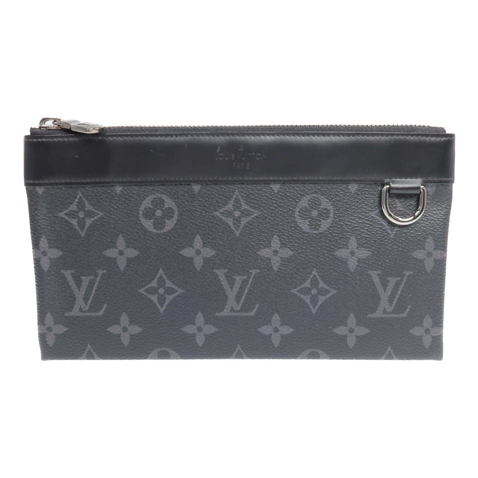 LOUIS VUITTON Monogram Eclipse Pochette Discovery PM銀扣手拿包