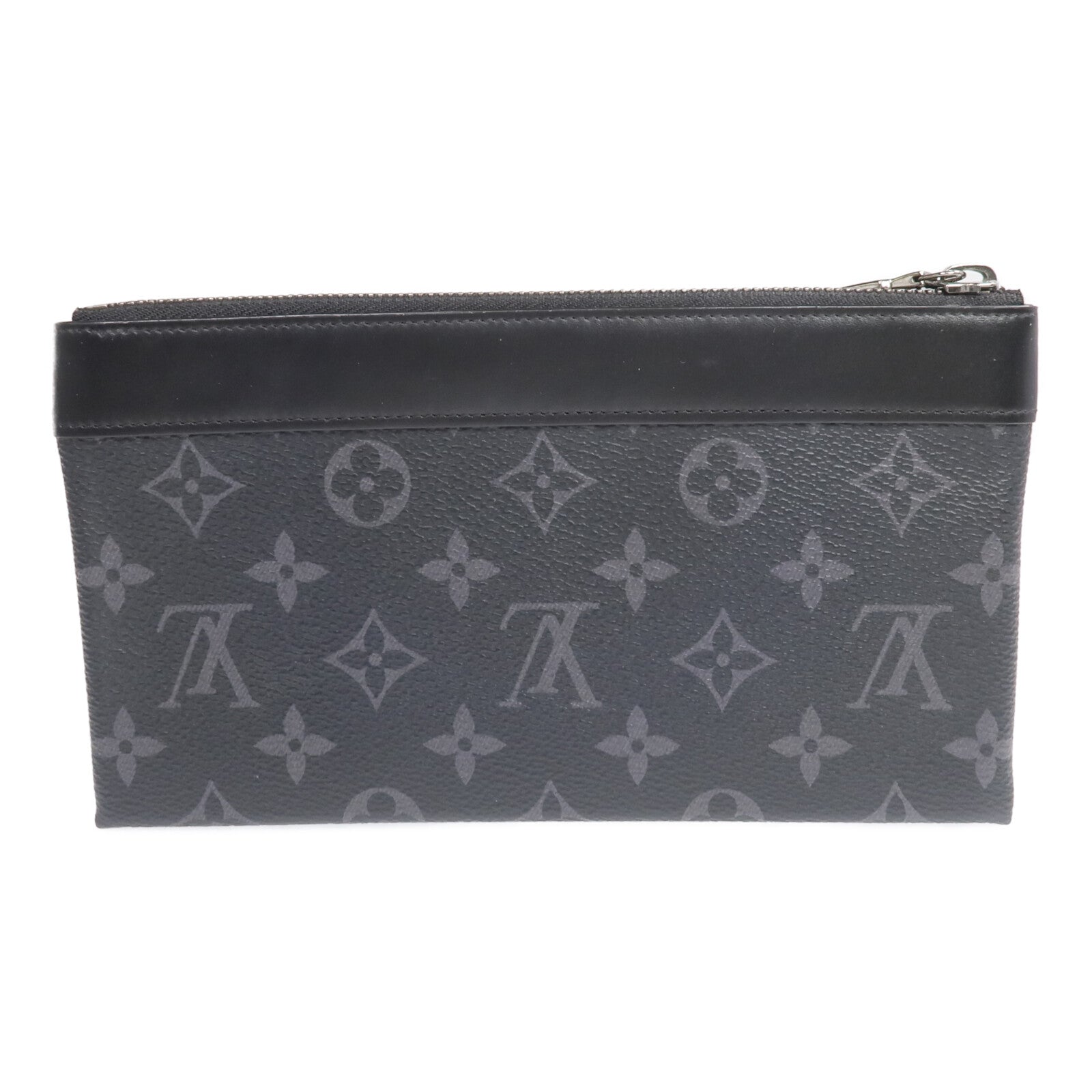 LOUIS VUITTON Monogram Eclipse Pochette Discovery PM銀扣手拿包