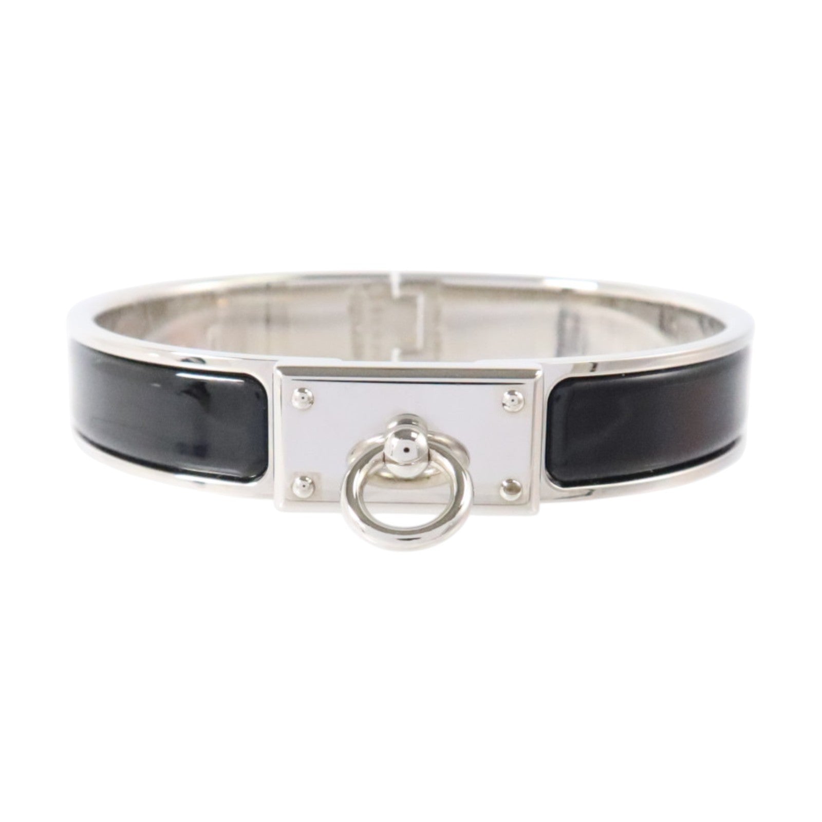 HERMES 金屬/琺瑯Clic Anneau Bracelet銀扣手鏈