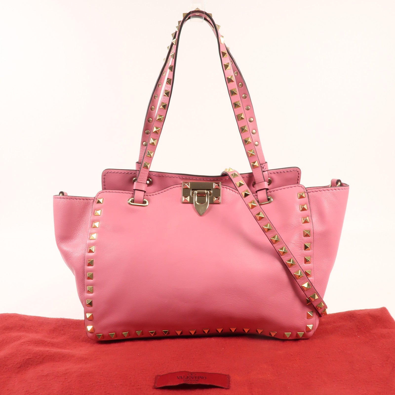 Valentino 牛皮皮革Rockstud金扣手挽肩背兩用袋