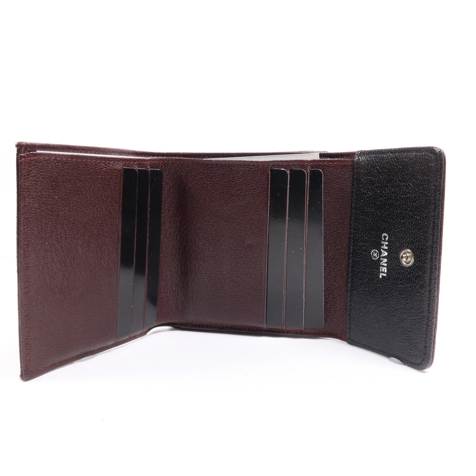 CHANEL 牛皮皮革Wallet銀扣錢包