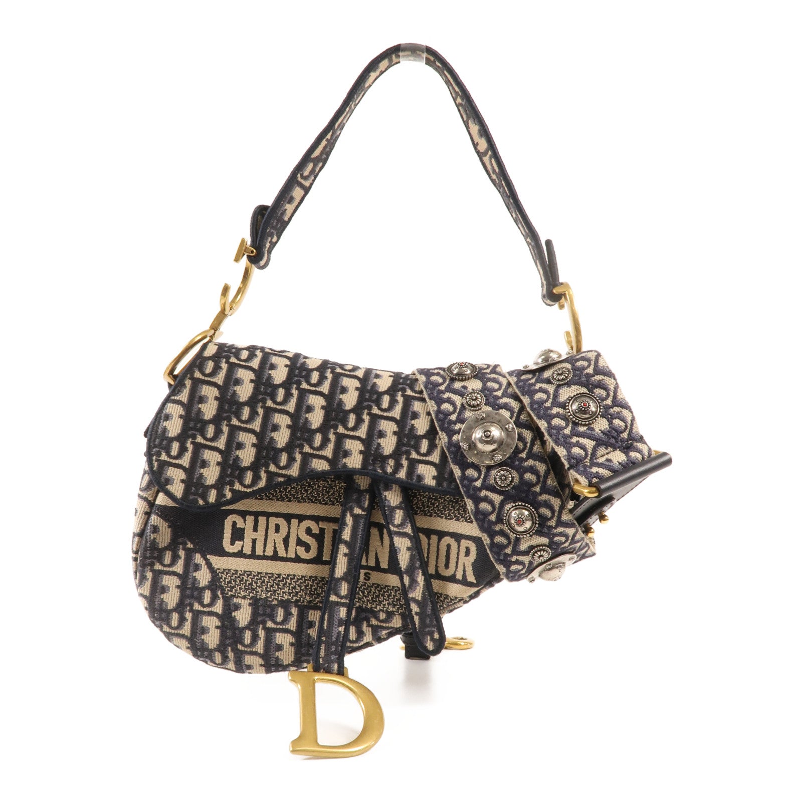 Dior 帆布Saddle金扣手挽肩背兩用袋