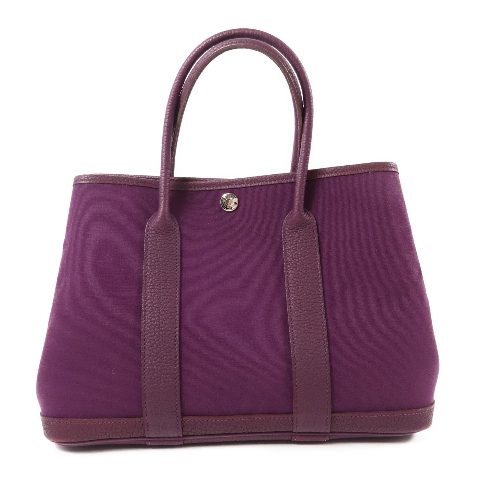 HERMES PHW Garden Party TPM Tote Bag Handbag Canvas Anemone