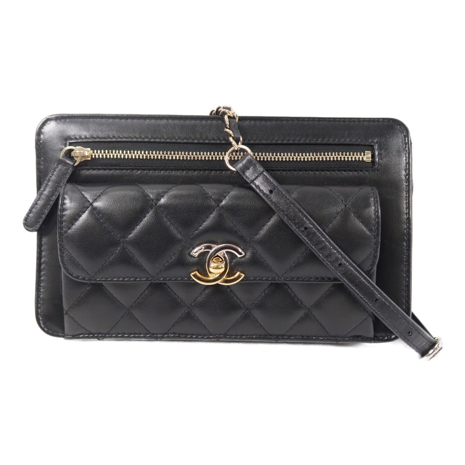 CHANEL 牛皮皮革Chain Shoulder鏈帶肩背袋