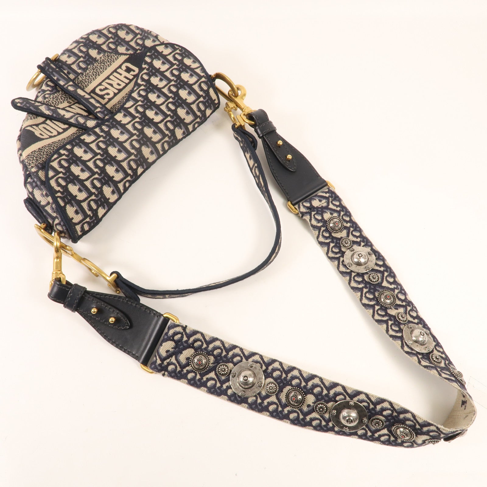 Dior 帆布Saddle金扣手挽肩背兩用袋