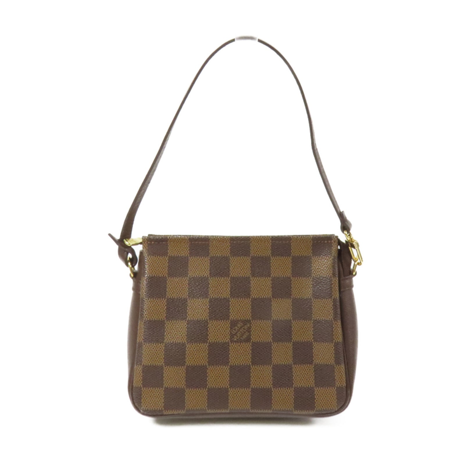 LOUIS VUITTON Damier Trousse Makeup Accessory Pouch金扣手挽袋棕色