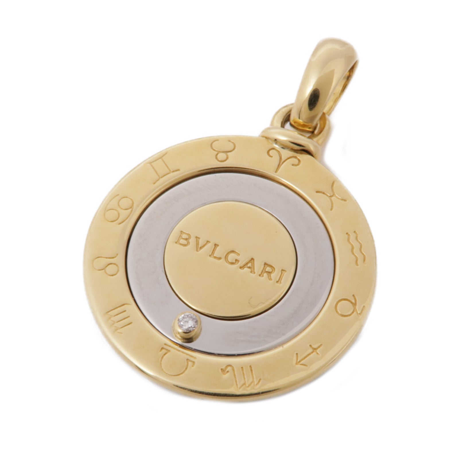 BVLGARI【激減優惠】 18K黃金/不鏽鋼Horoscope Pendant Top鑽石吊墜