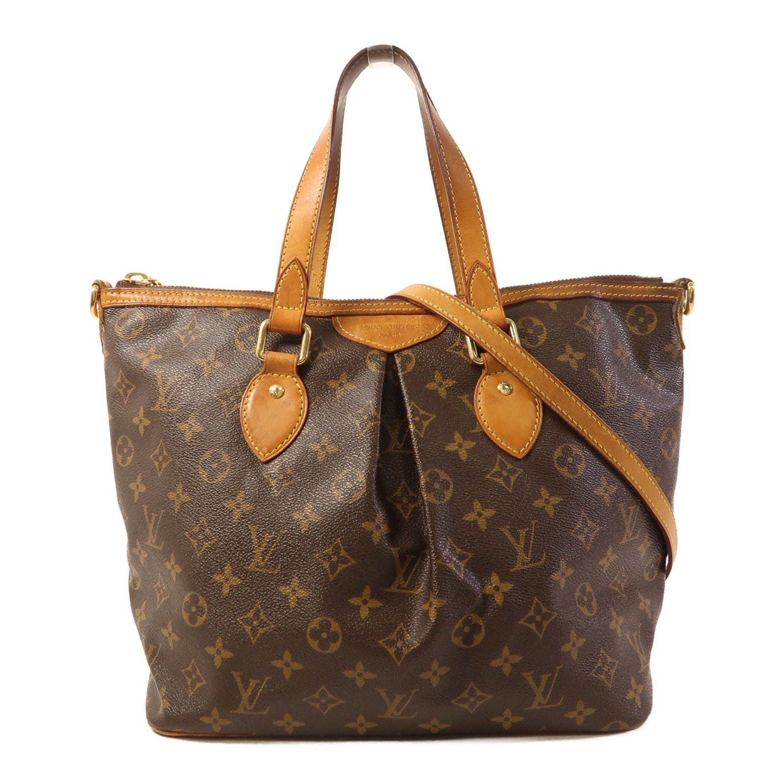 LOUIS VUITTON Monogram Palermo PM金扣手挽肩背兩用袋棕色