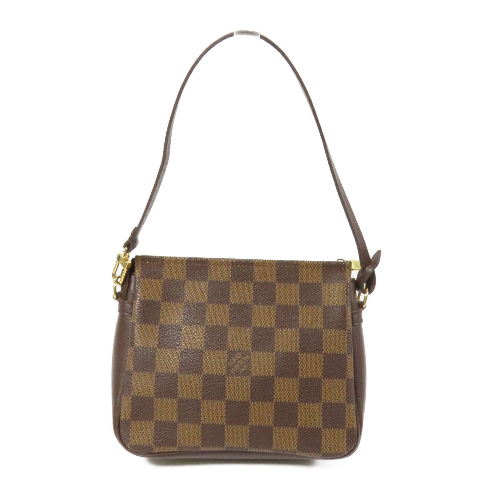 LOUIS VUITTON Damier Trousse Makeup Accessory Pouch金扣手挽袋棕色