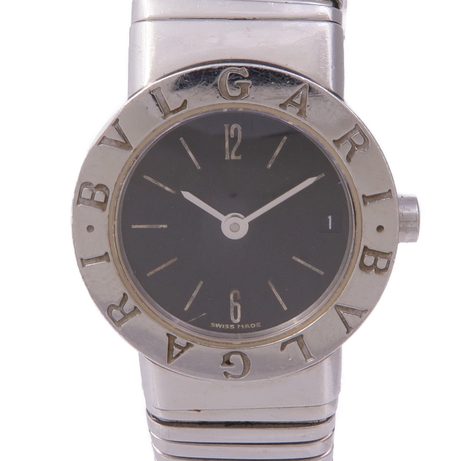 BVLGARI Tubogas BB232TS Quartz Watch Stainless Steel  Black
