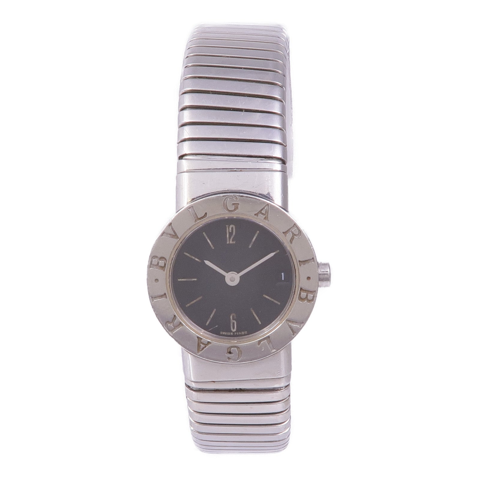 BVLGARI Tubogas BB232TS Quartz Watch Stainless Steel  Black